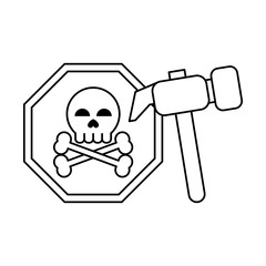 danger sign with tools