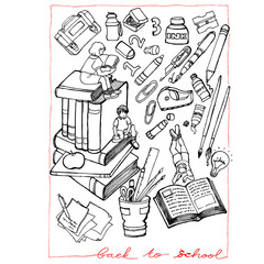 Obraz premium back to school, doodle sketch