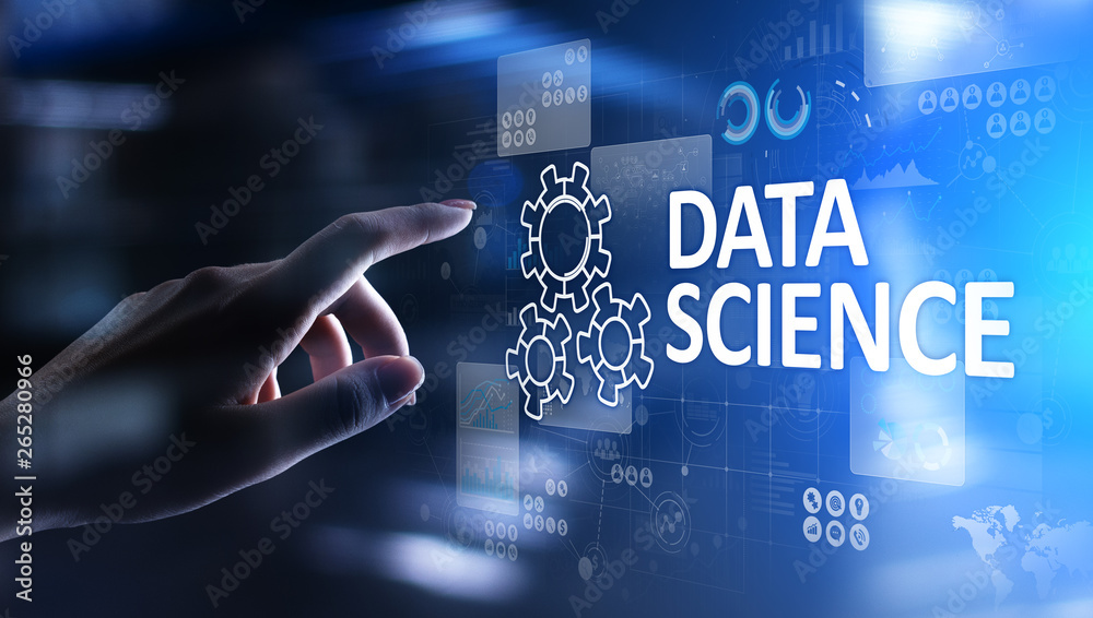 Poster data science and deep learning. artificial intelligence, analysis. internet and modern technology co