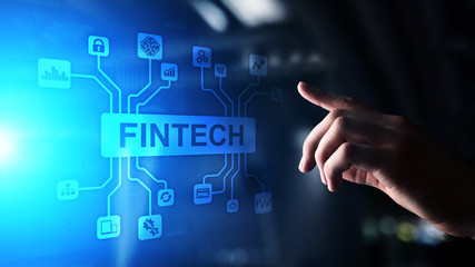 Fintech Financial technology Cryptocurrency investment and digital money. Business concept on virtual screen.
