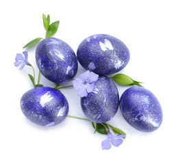 Beautiful Easter eggs on white background