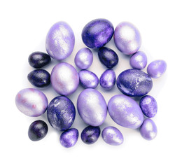 Beautiful Easter eggs on white background