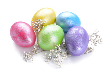 Beautiful Easter eggs on white background
