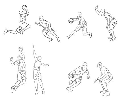 Hand Drawn Sketch Of Basketball Player In Black Isolated On White  Background Detailed Vintage Style Drawing Vector Illustration Royalty  Free SVG Cliparts Vectors and Stock Illustration Image 109655069