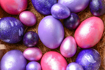 Beautiful Easter eggs, top view