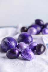 Beautiful Easter eggs on table