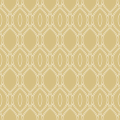 Seamless ornament. Modern wavy yellow and white background. Geometric modern pattern