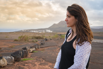 Young woman at holiday in Lanzarote