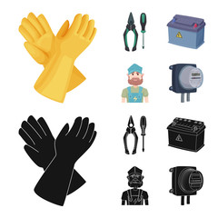 Vector illustration of electricity and electric sign. Set of electricity and energy stock symbol for web.