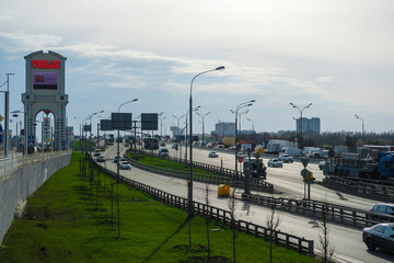 Fototapeta na wymiar Moscow, Russia - April, 24, 2019: image of traffic on the Moscow Ring Road in Moscow
