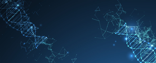 Science template, wallpaper or banner with a DNA molecules. Vector illustration