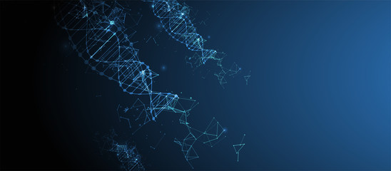 Science template, wallpaper or banner with a DNA molecules. Vector illustration