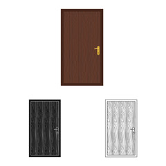 Vector illustration of door and front logo. Collection of door and wooden stock vector illustration.