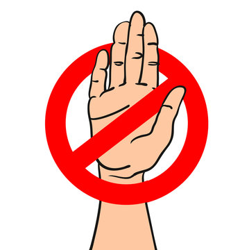 STOP - Zeichen mit Hand - NEIN - Abwehr
