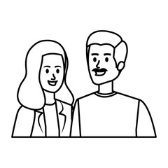 Obraz na płótnie Canvas young couple avatars characters