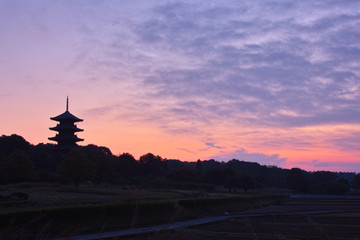 備中国分寺の朝焼け