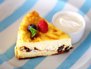 Macro photo of delicious curd pan