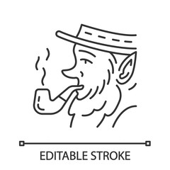 Leprechaun with pipe linear icon