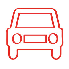 Handgezeichnetes Auto - Frontansicht in rot
