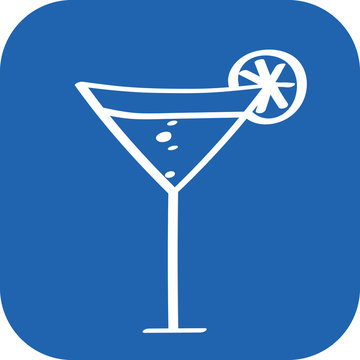 Handgezeichneter Cocktail auf dunkelblauem Hintergrund