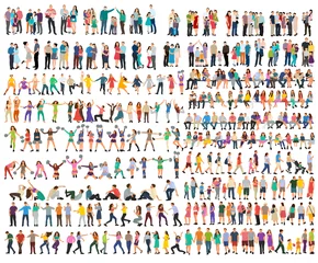 Foto op Canvas vector, isolated, set of people silhouettes, flat style © zolotons