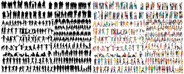 Muurstickers vector isolated people silhouettes set © zolotons