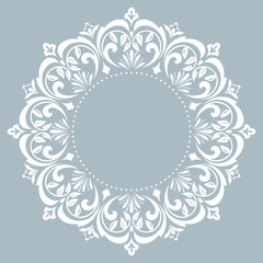 Decorative frame Elegant vector element for design in Eastern style, place for text. Floral bllue border. Lace illustration for invitations and greeting cards