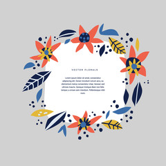 Botanical text circle hand drawn vector template