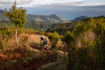 Mountainbiker auf Madeira - obrazy, fototapety, plakaty