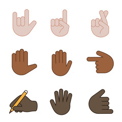Hand gesture emojis color icons set