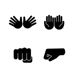 Fototapeta na wymiar Hand gesture emojis glyph icons set