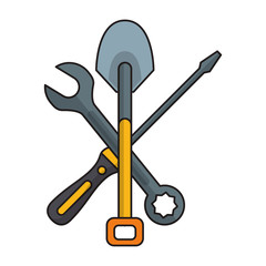 Wrench shovel and screwdriver construction tool