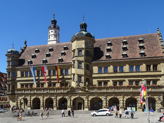Das historische Rathaus in Rothenburg ob d Tauber