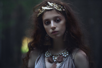 beautiful girl with wreath
