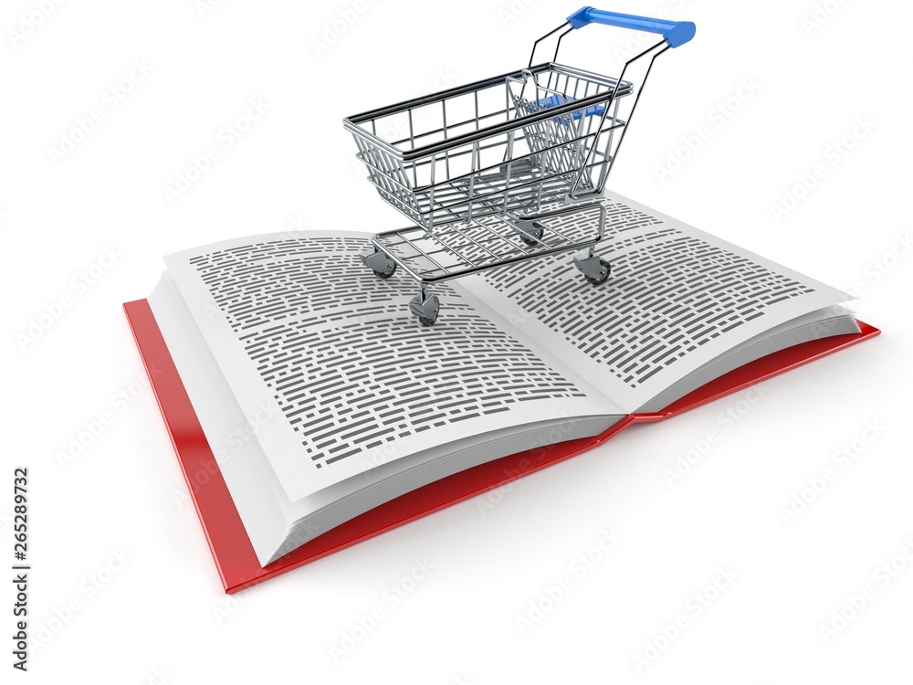 Poster Shopping cart on open book