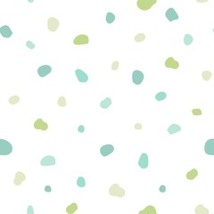 Seamless abstract pattern with blue and green shabby spots and blots on white background.