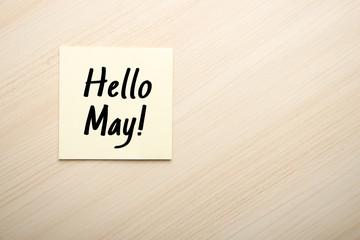 Hello May Concept On Sticky Note