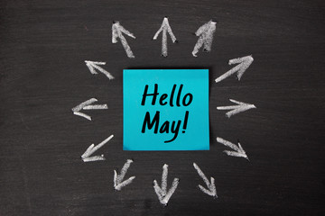 Fototapeta premium Hello May Concept On Sticky Note