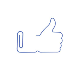 hand lifts thumb up. in the form of a paper clip. vector illustration