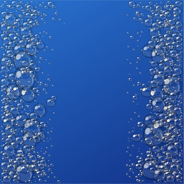 Abstract foam, water bubbles, isolated on blue background