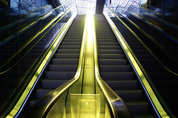 gold escalator as a pathway to success. gold path to the top