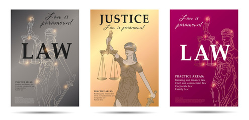 law set of posters with lady justice