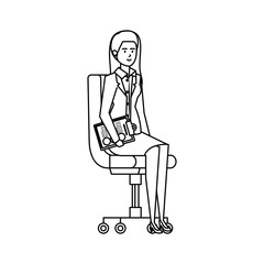elegant businesswoman sitting in office chair