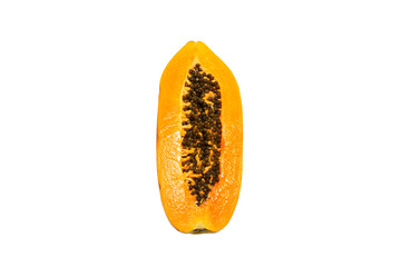 Papaya isolated on white background. Papaya cut in half.    