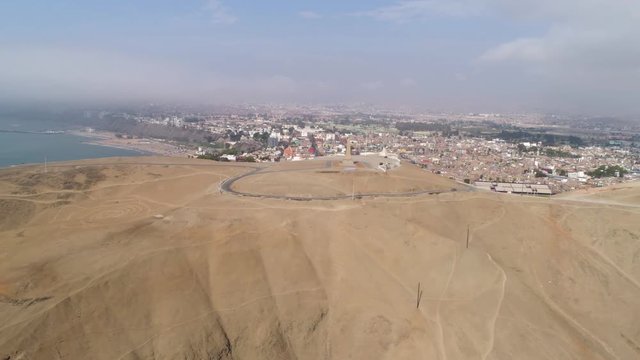 LIMA Aerial flight from the district Chorillos to the port. PERU; South America