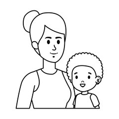 young mother with little son characters
