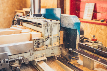 Fototapeta na wymiar Batch beam machining - sawmill - production of glued laminated timber