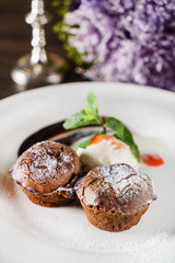 chocolate muffins with ice cream
