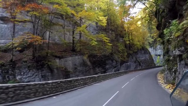 French countryside. Gorges de la Bourne near Villard de Lans: Drive through the heights of the Vercor.