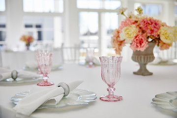 table setting wedding in beautiful style on white